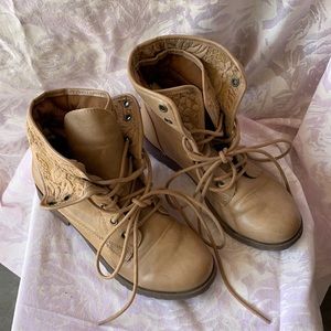 Rock and Candy Spray Paint Fold Over Combat Boots